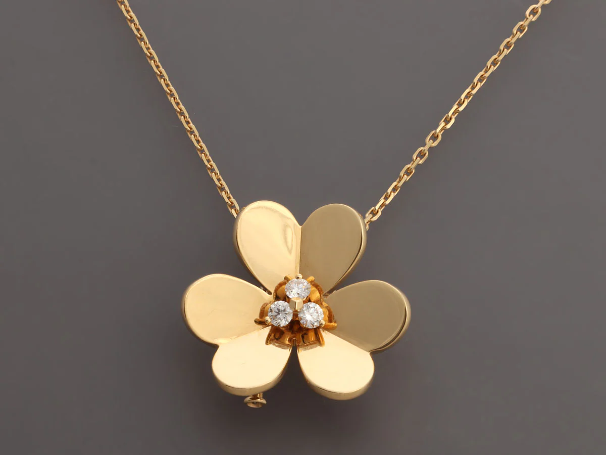 Van Cleef & Arpels Very Large 18K Yellow Gold Diamond Frivole Pendant Necklace/Clip - Image 3