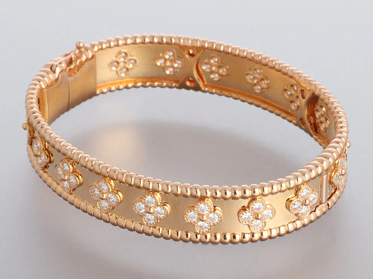 Van Cleef & Arpels 18K Rose Gold Diamond Perlée Bracelet - Image 2