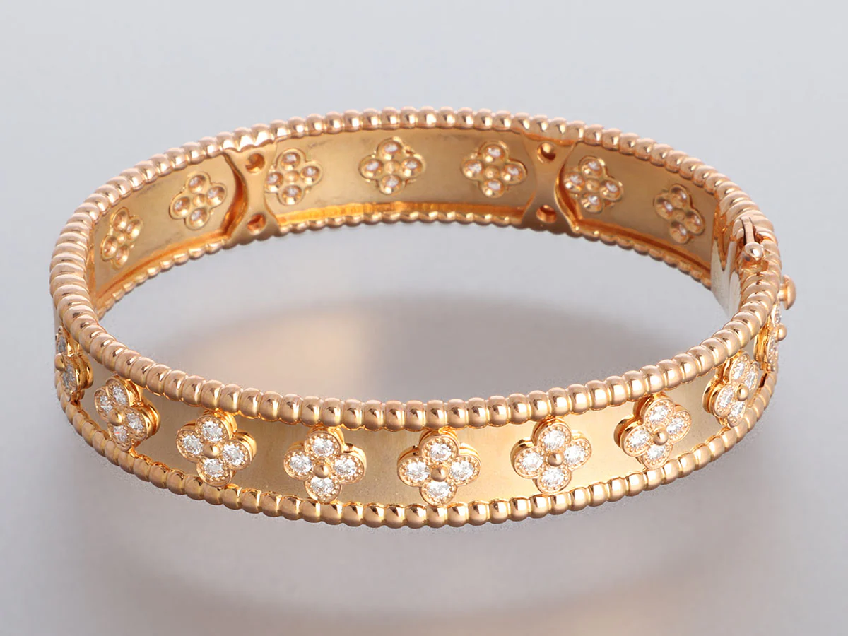 Van Cleef & Arpels 18K Rose Gold Diamond Perlée Bracelet - Image 3