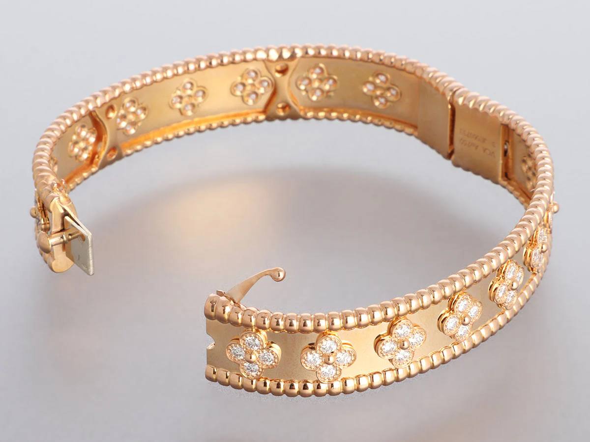 Van Cleef & Arpels 18K Rose Gold Diamond Perlée Bracelet - Image 4