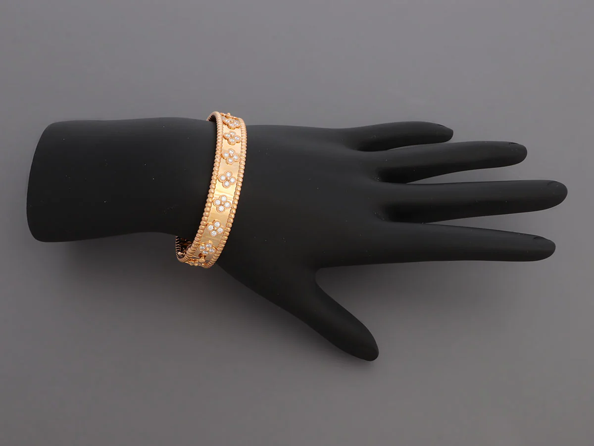 Van Cleef & Arpels 18K Rose Gold Diamond Perlée Bracelet - Image 7