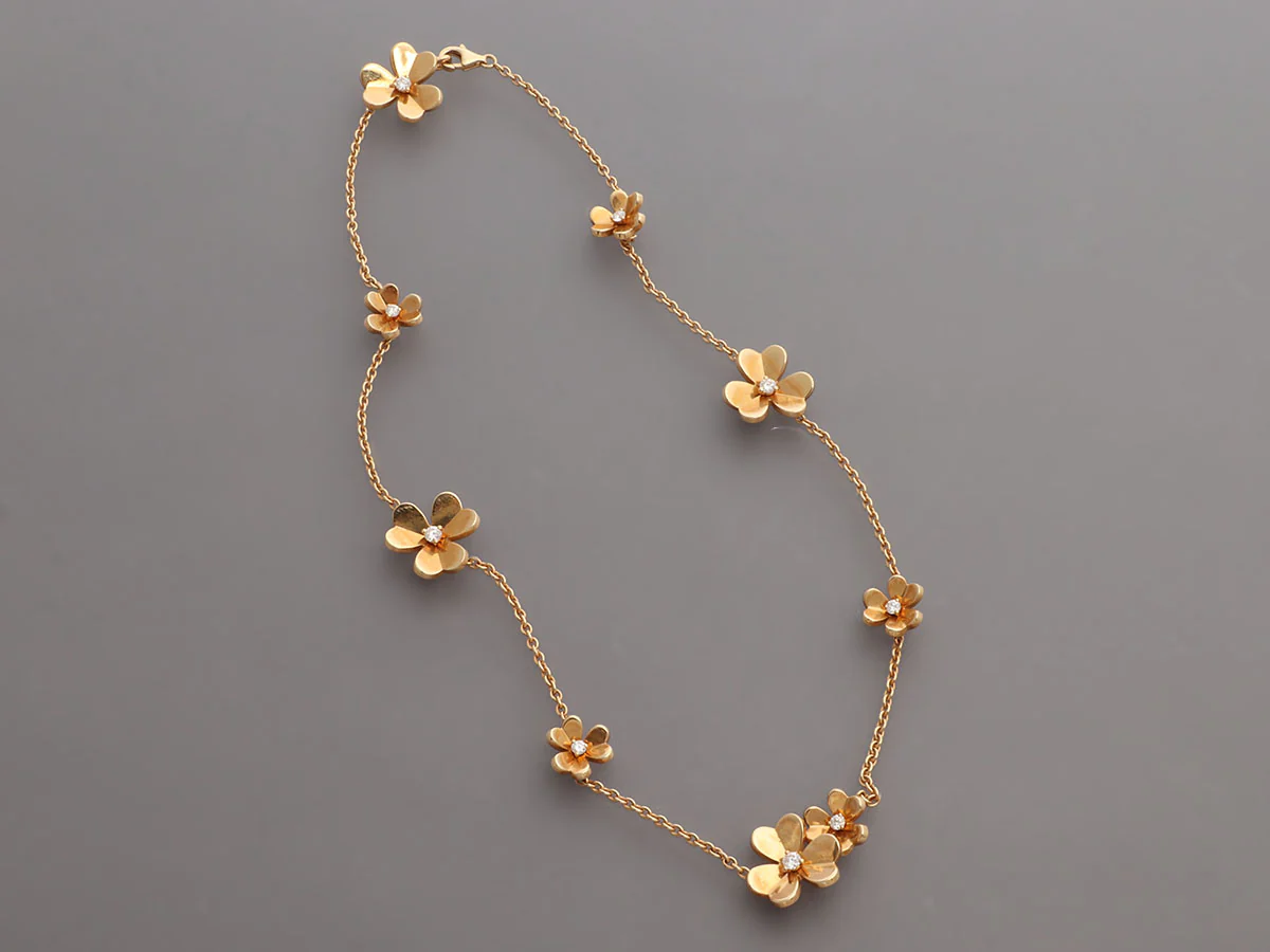 Van Cleef & Arpels 18K Yellow Gold Diamond 9-Motif Frivole Necklace - Image 3