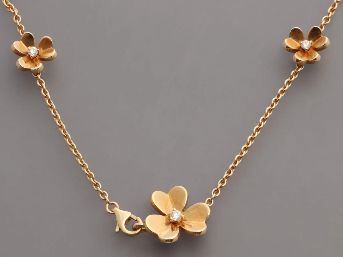 Van Cleef & Arpels 18K Yellow Gold Diamond 9-Motif Frivole Necklace - Image 4