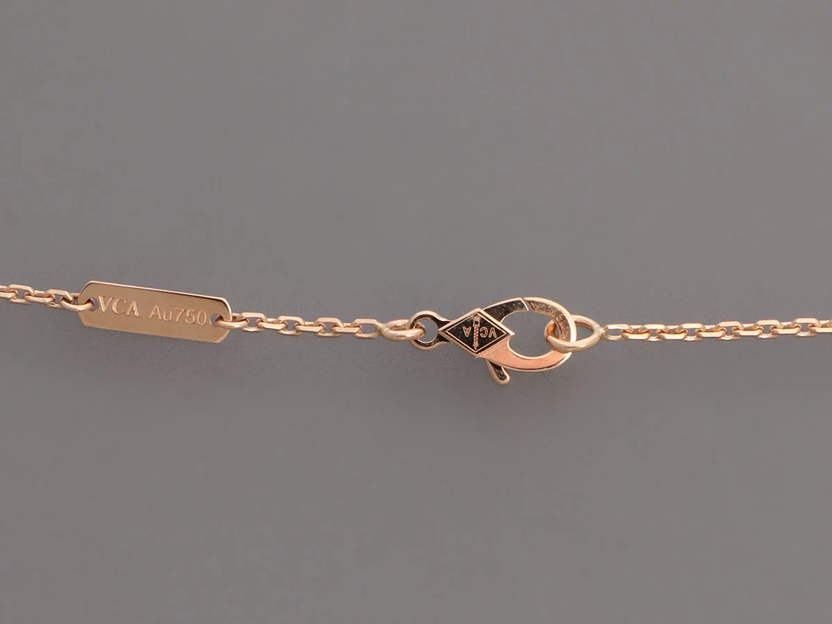 Van Cleef & Arpels 18K Rose Gold Silver Obsidian Diamond 2023 Holiday Vintage Alhambra Pendant Necklace - Image 5