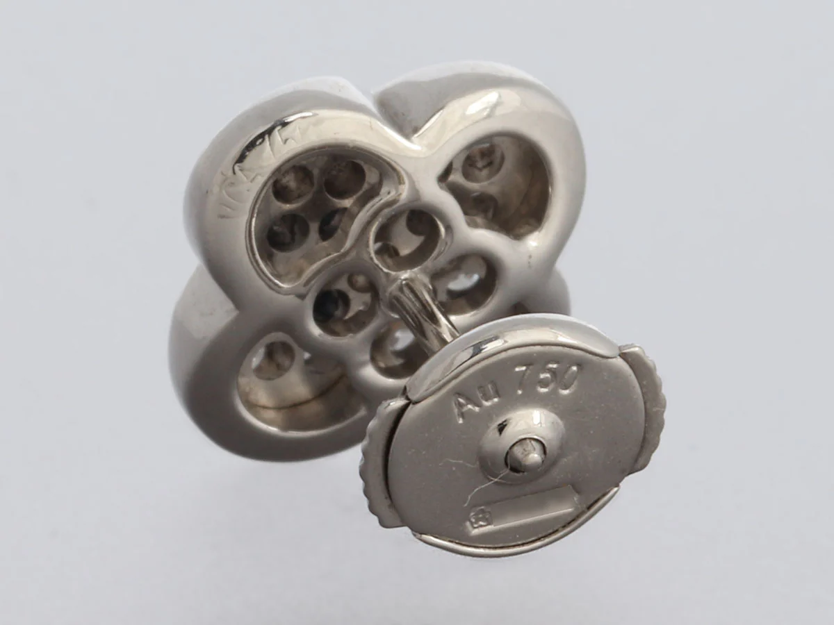 Van Cleef & Arpels 18K White Gold Pavé Diamond Pure Alhambra Pierced Stud Earrings - Image 3