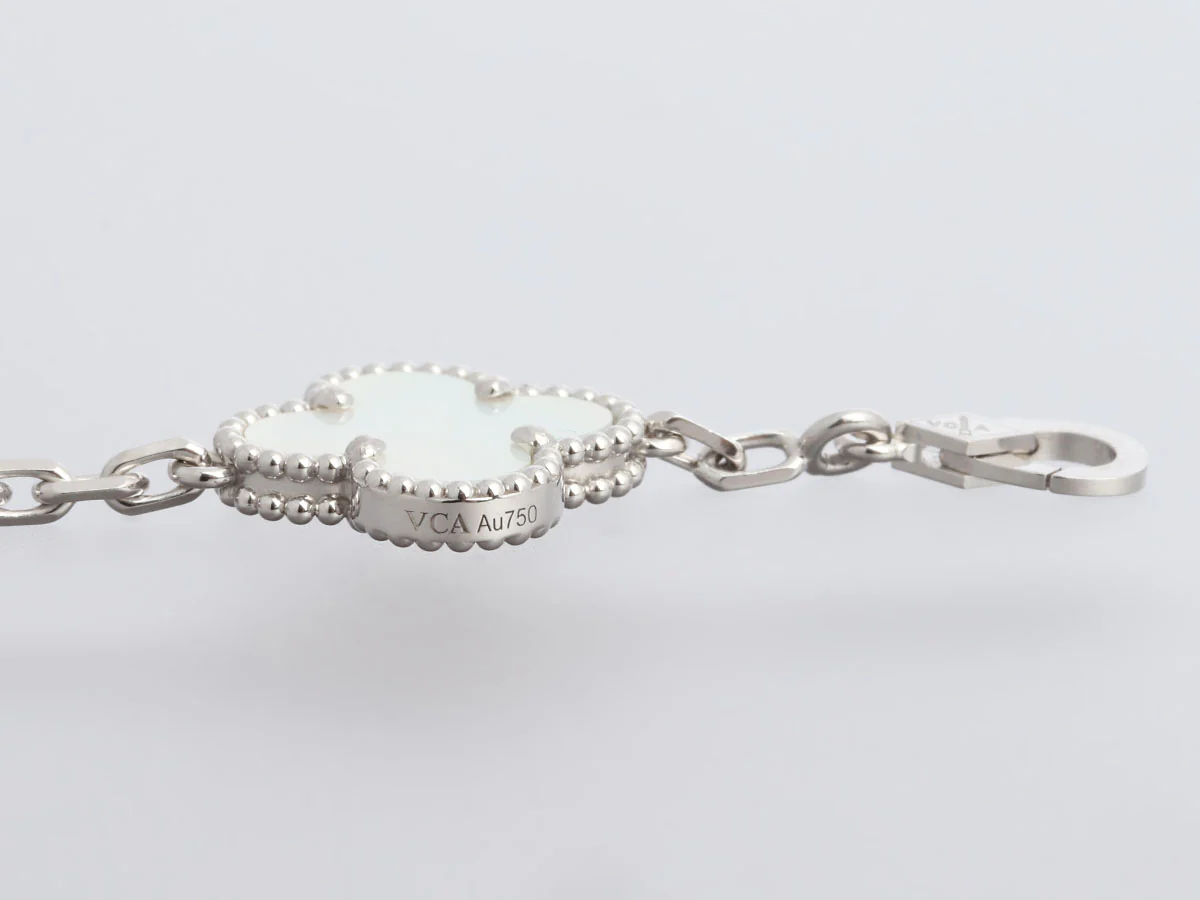 Van Cleef & Arpels 18K White Gold 10-Motif MOP Vintage Alhambra Necklace - Image 6