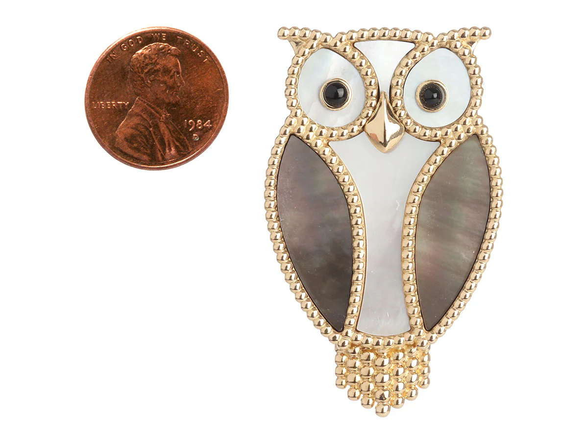 Van Cleef & Arpels 18K Yellow Gold Lucky Owl Pendant/Clip - Image 5