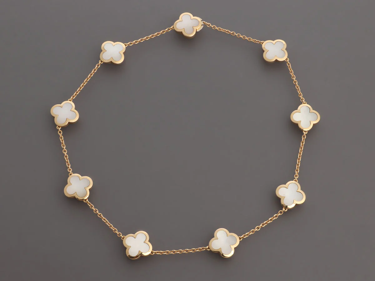 Van Cleef & Arpels 18K Yellow Gold MOP Pure Alhambra Pendant Necklace - Image 2