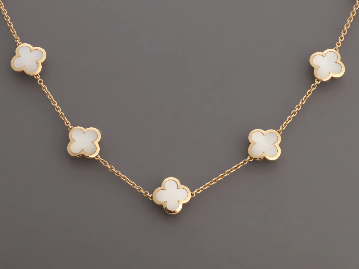 Van Cleef & Arpels 18K Yellow Gold MOP Pure Alhambra Pendant Necklace - Image 3