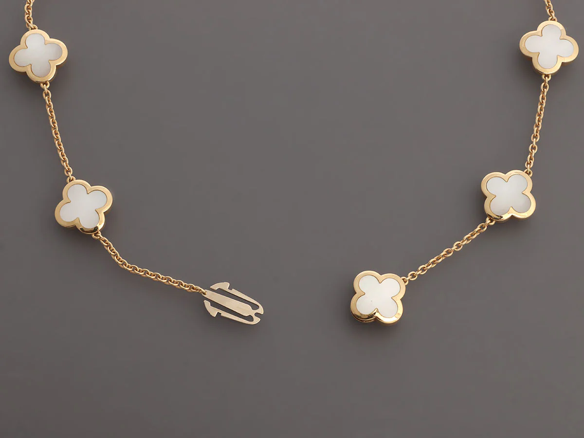 Van Cleef & Arpels 18K Yellow Gold MOP Pure Alhambra Pendant Necklace - Image 4