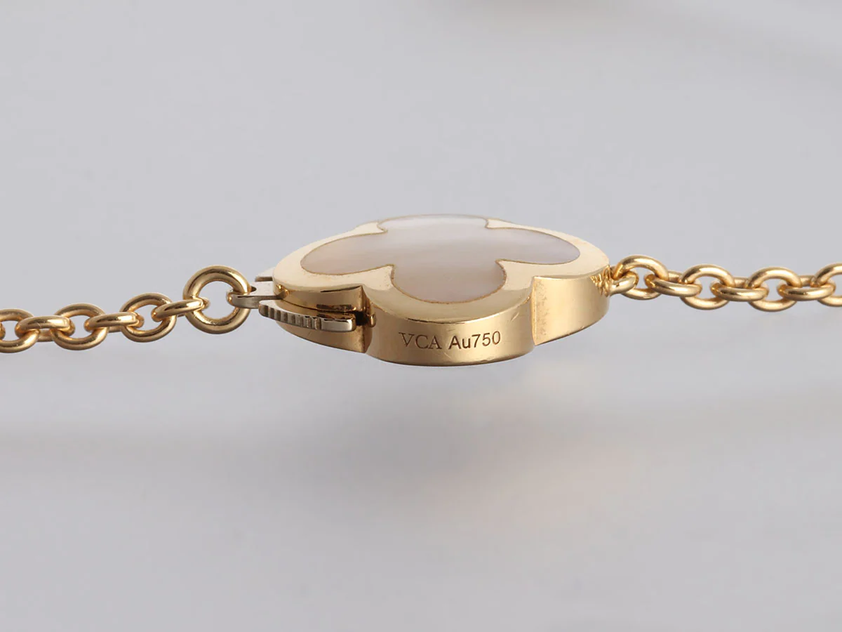 Van Cleef & Arpels 18K Yellow Gold MOP Pure Alhambra Pendant Necklace - Image 5