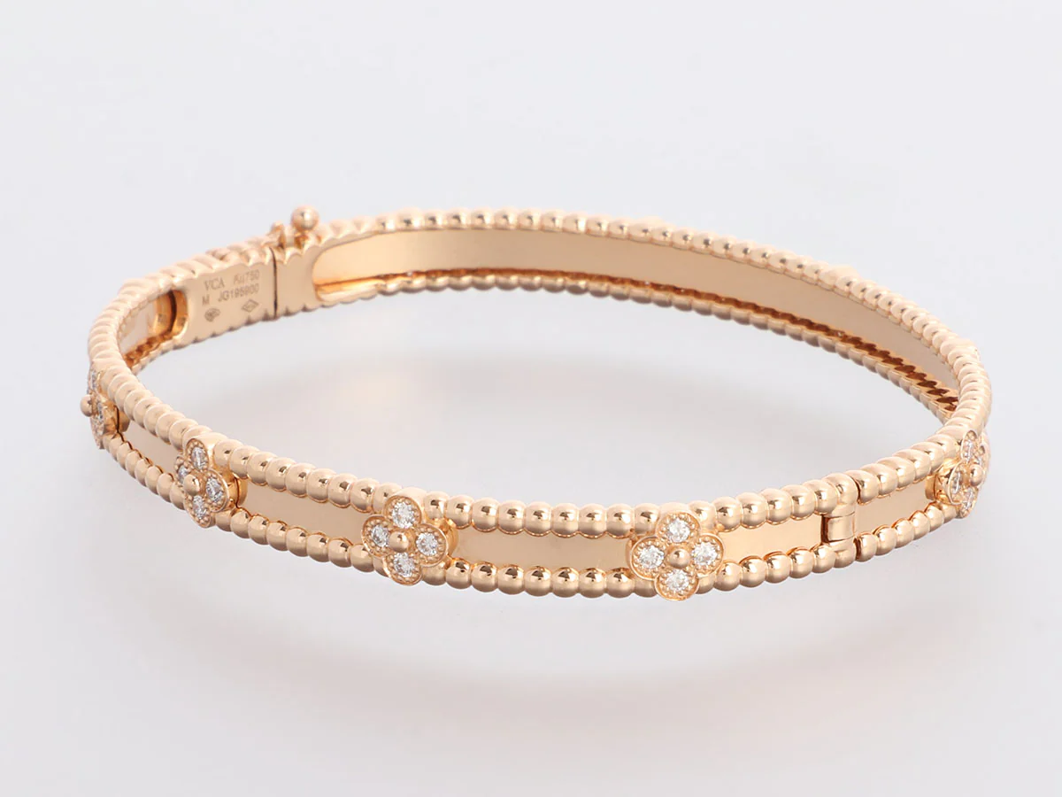 Van Cleef & Arpels 18K Rose Gold Diamond Perlée Bracelet - Image 3