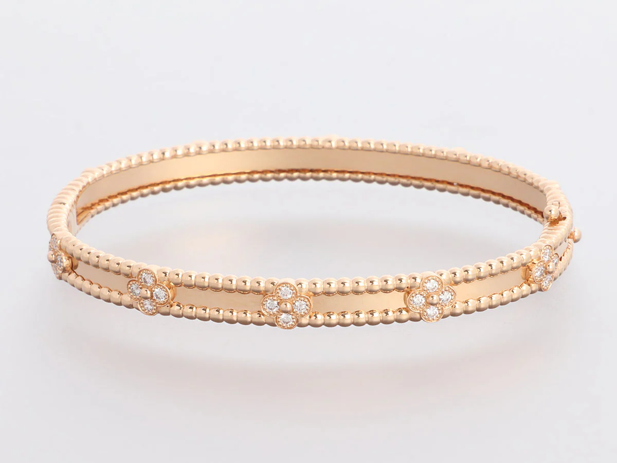 Van Cleef & Arpels 18K Rose Gold Diamond Perlée Bracelet - Image 4