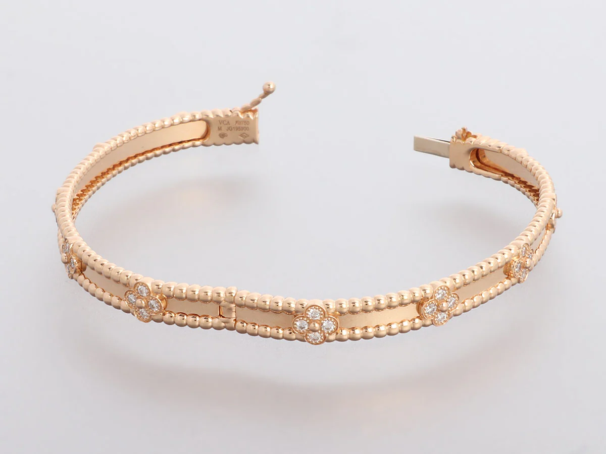 Van Cleef & Arpels 18K Rose Gold Diamond Perlée Bracelet - Image 5