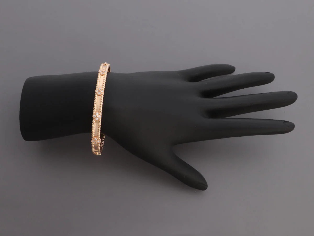 Van Cleef & Arpels 18K Rose Gold Diamond Perlée Bracelet - Image 6