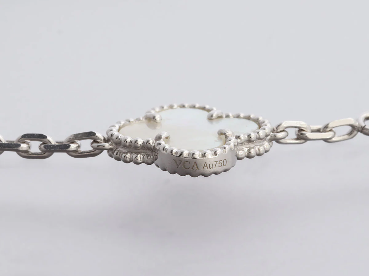 Van Cleef & Arpels 18K White Gold 20-Motif Vintage Alhambra MOP Necklace - Image 5