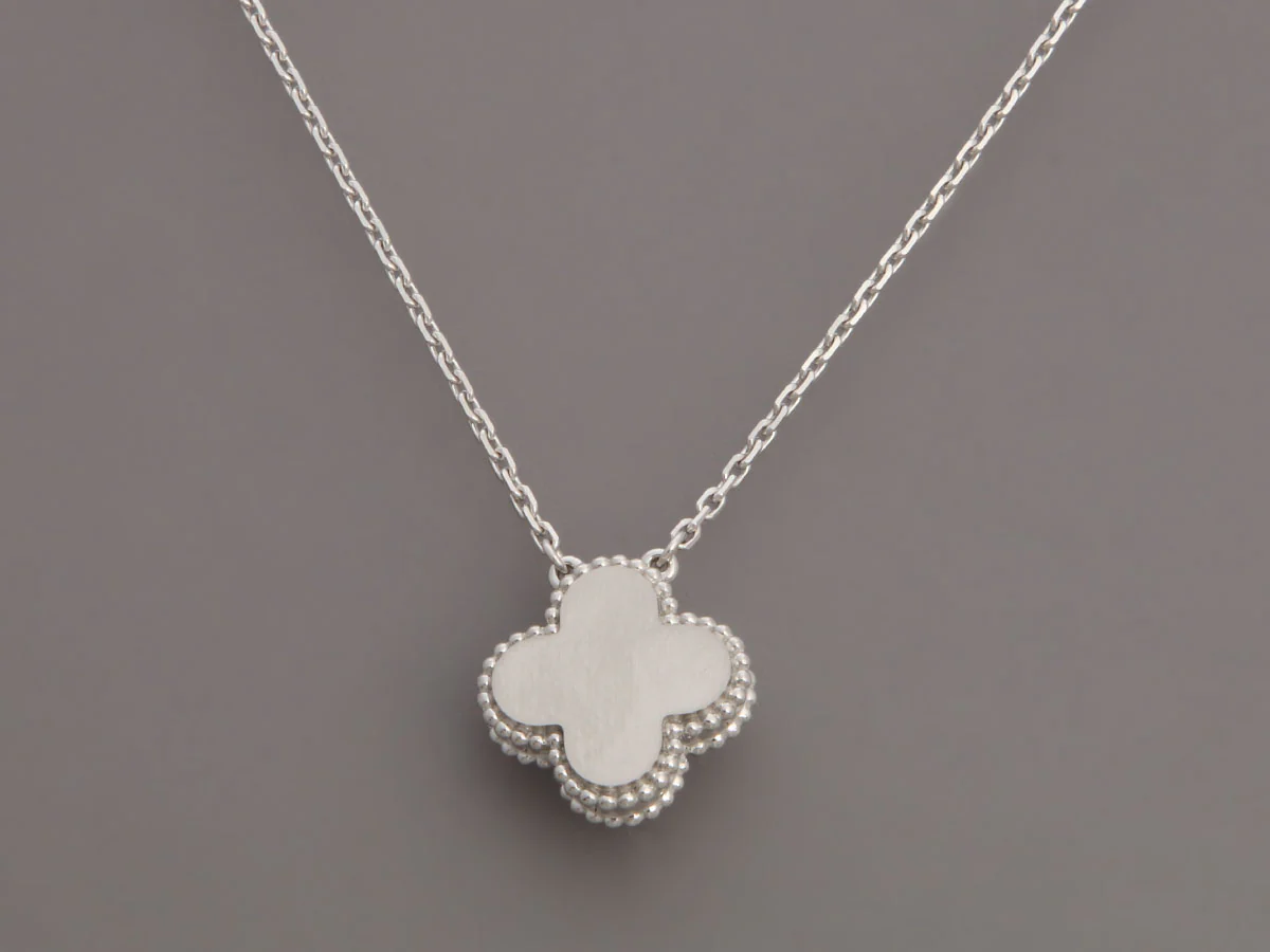 Van Cleef & Arpels 18K White Gold Guilloché 2020 Holiday Vintage Alhambra Necklace - Image 2