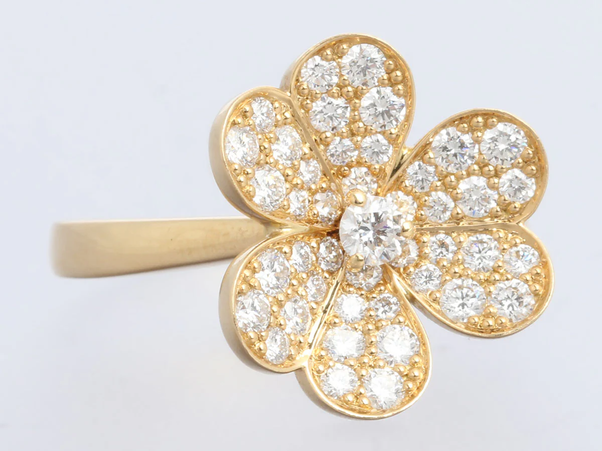 Van Cleef & Arpels Small 18K Yellow Gold Diamond Frivole Ring - Image 5
