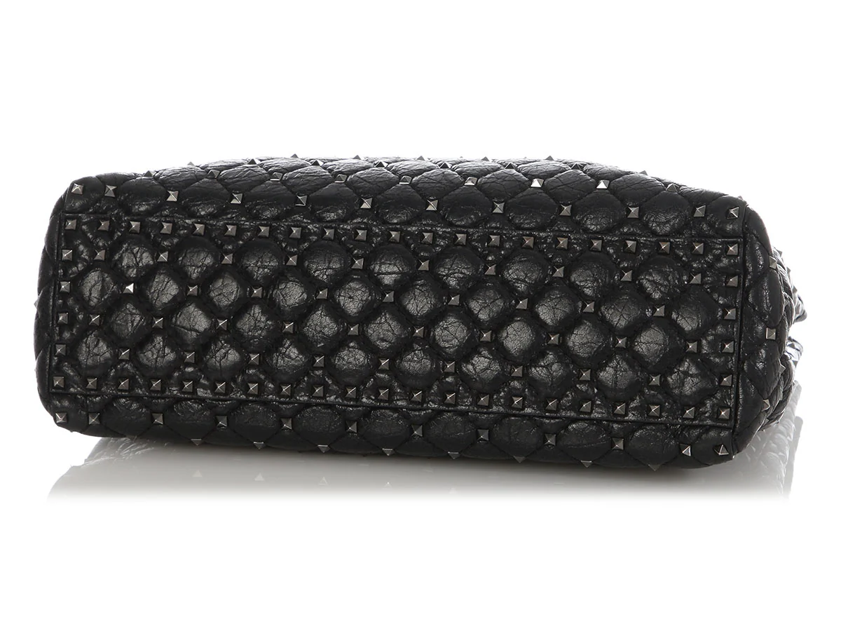 Valentino Black Quilted Rockstud Tote - Image 6