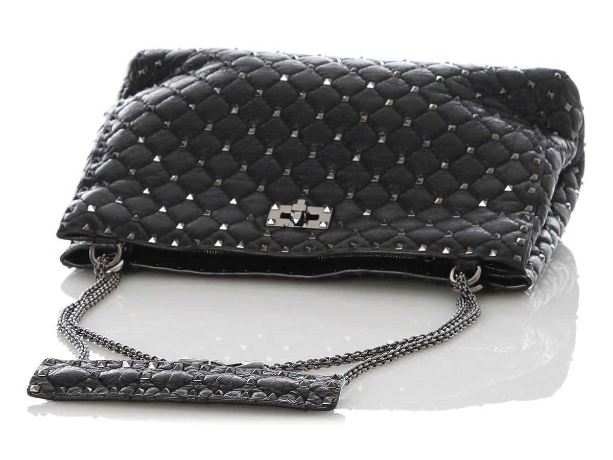 Valentino Black Quilted Rockstud Tote - Image 7