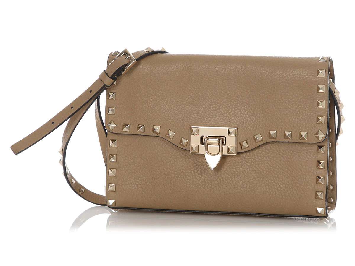 Valentino Small Beige Rockstud Crossbody Bag - Image 2