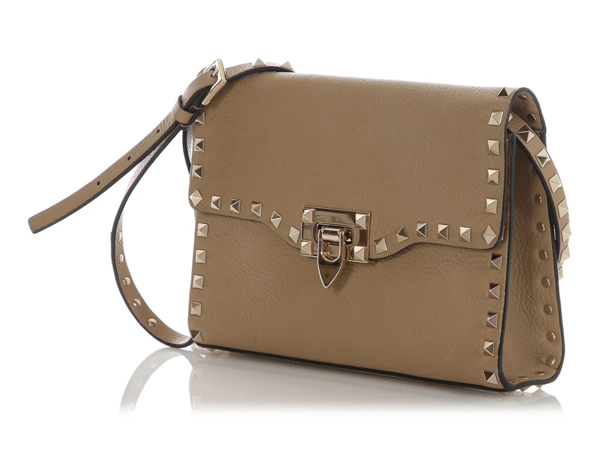 Valentino Small Beige Rockstud Crossbody Bag - Image 3
