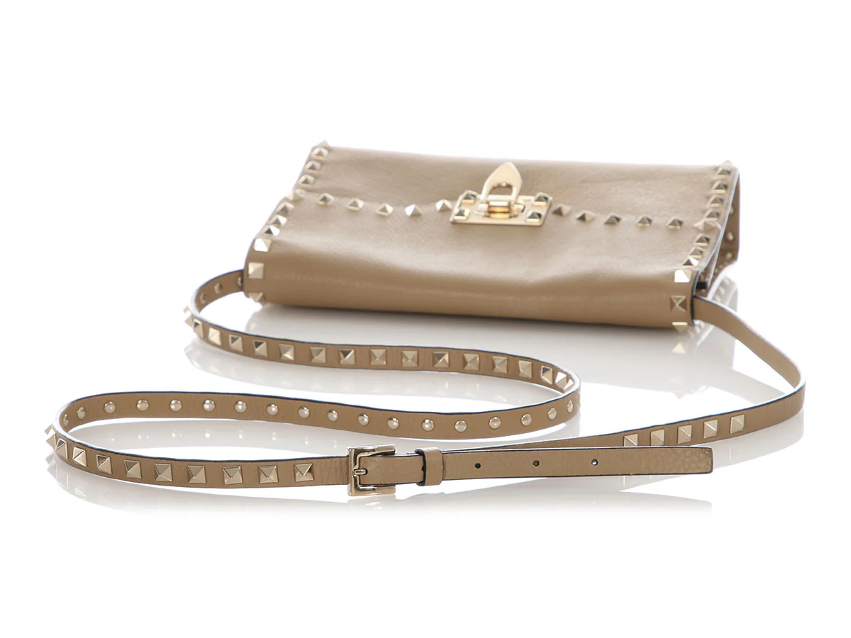 Valentino Small Beige Rockstud Crossbody Bag - Image 7