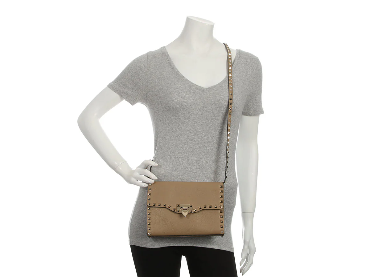 Valentino Small Beige Rockstud Crossbody Bag - Image 9