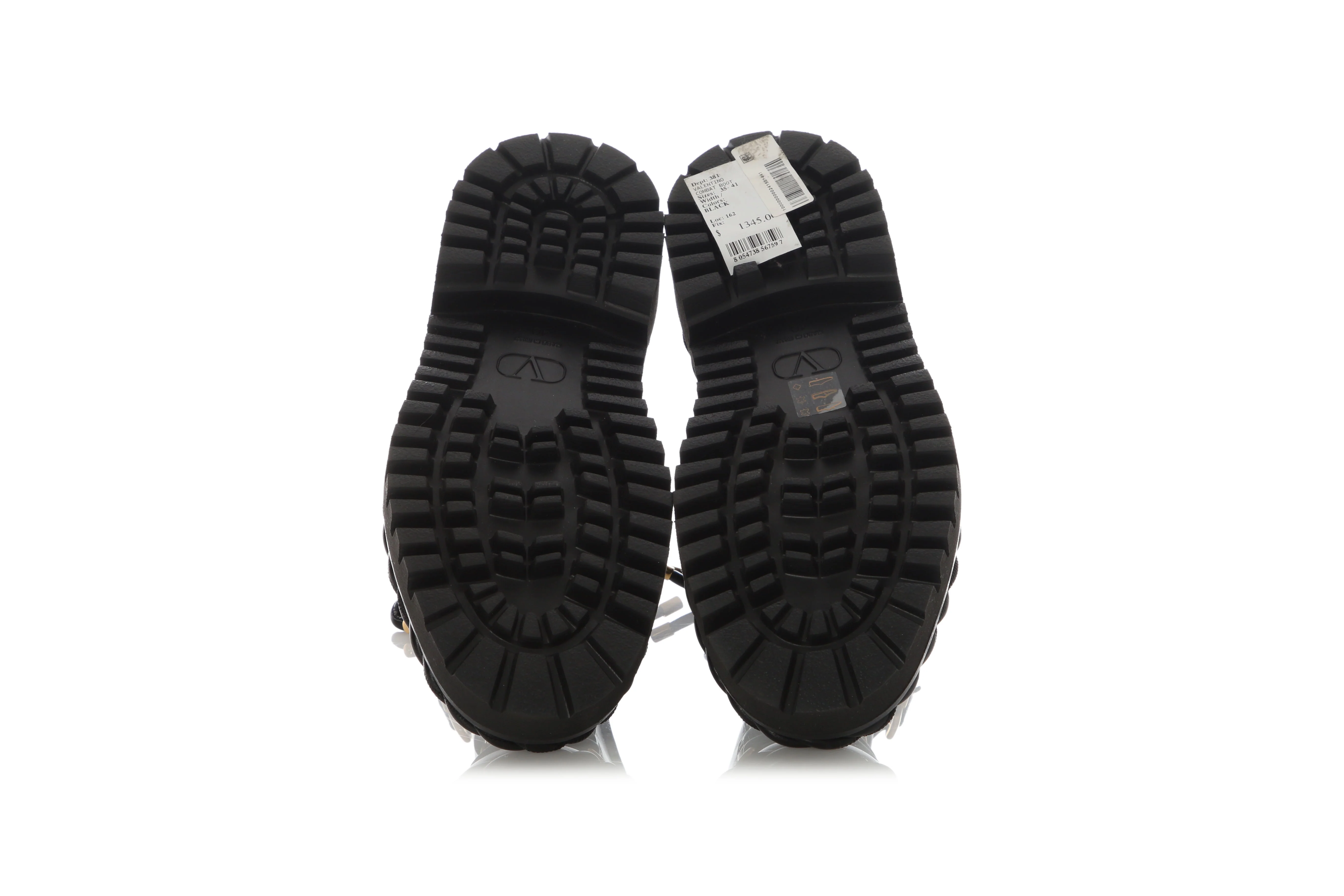 Valentino Black Leather The Rope Lace-Up Combat Boots - Image 6