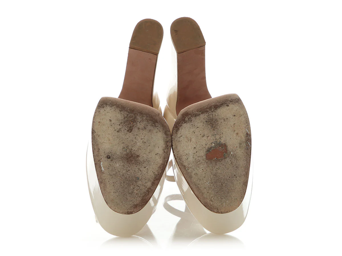 Valentino Cream Patent Tan-Go Platform Pumps - Image 6