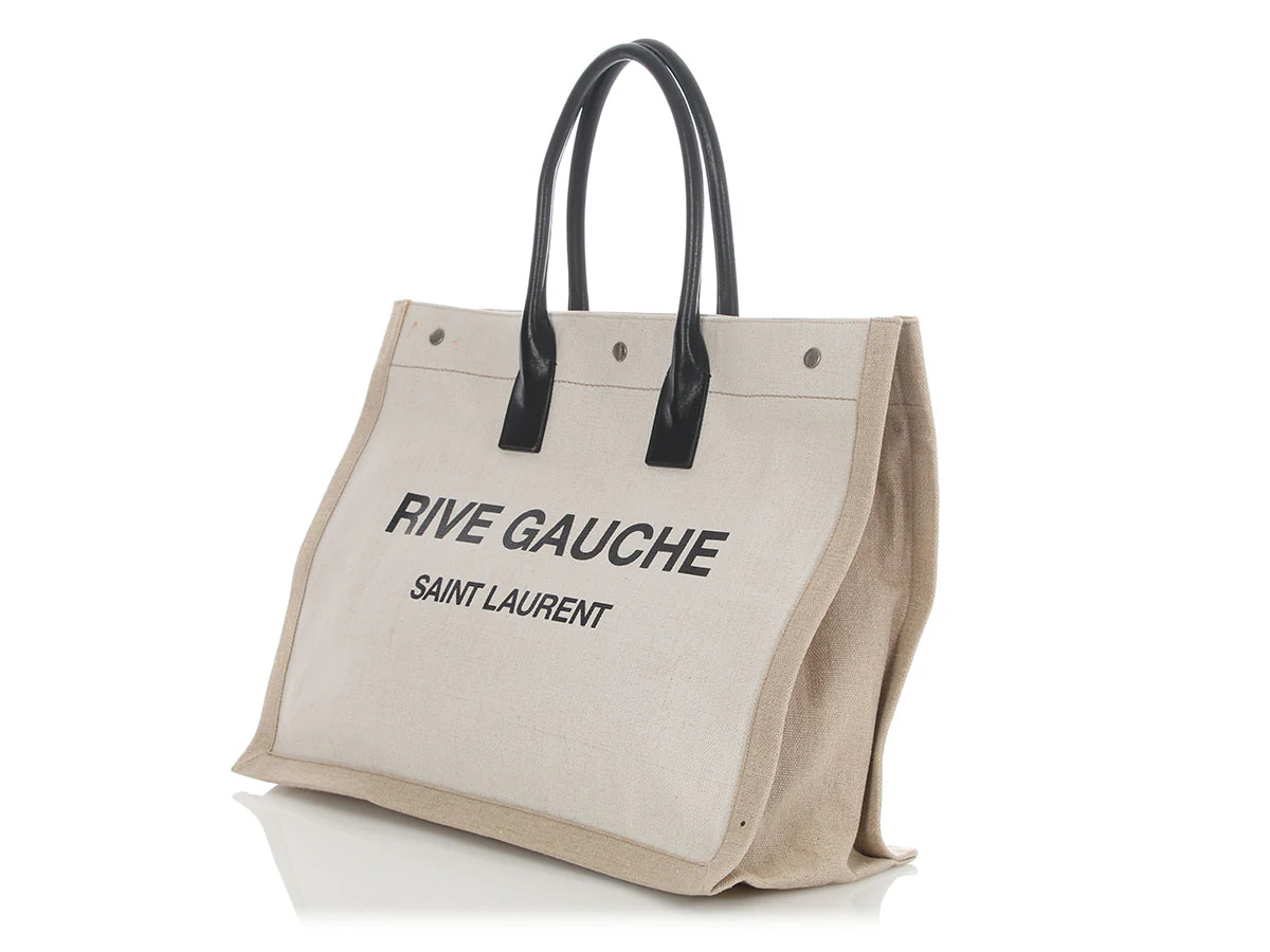 Saint Laurent Large Beige Canvas Rive Gauche Tote - Image 3