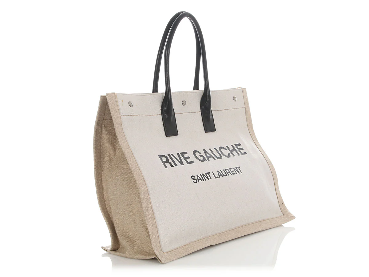 Saint Laurent Large Beige Canvas Rive Gauche Tote - Image 5