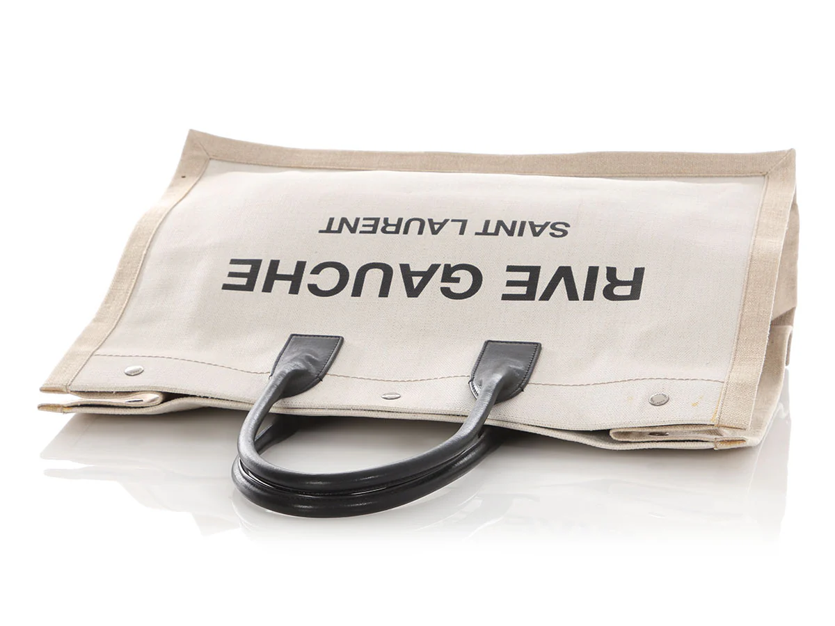 Saint Laurent Large Beige Canvas Rive Gauche Tote - Image 7