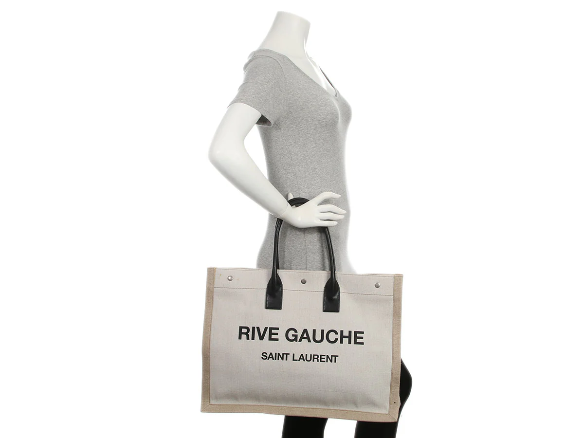 Saint Laurent Large Beige Canvas Rive Gauche Tote - Image 9