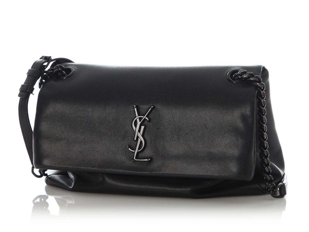 Saint Laurent So Black Grain De Poudre Monogram West Hollywood Fold-Over Bag - Image 2