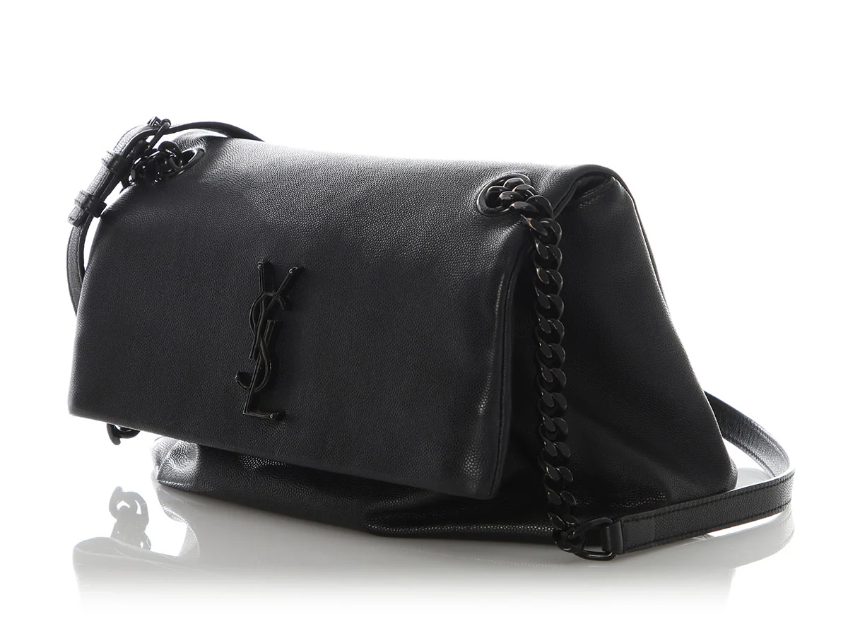 Saint Laurent So Black Grain De Poudre Monogram West Hollywood Fold-Over Bag - Image 3