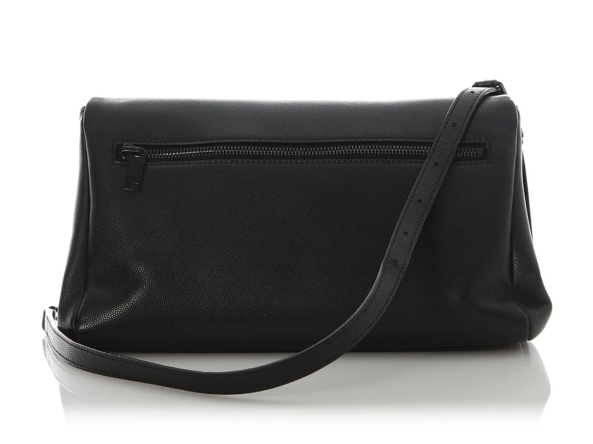 Saint Laurent So Black Grain De Poudre Monogram West Hollywood Fold-Over Bag - Image 4