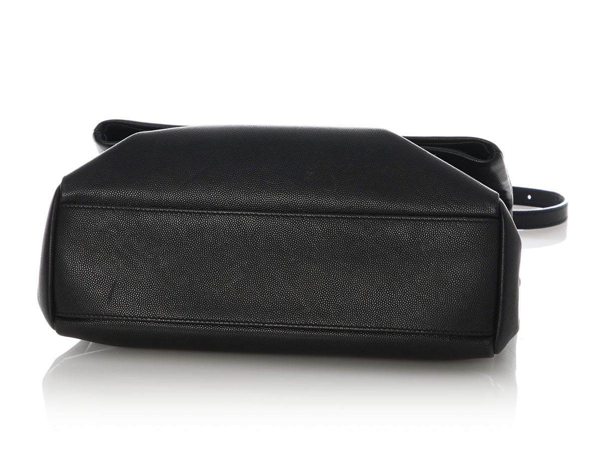 Saint Laurent So Black Grain De Poudre Monogram West Hollywood Fold-Over Bag - Image 6