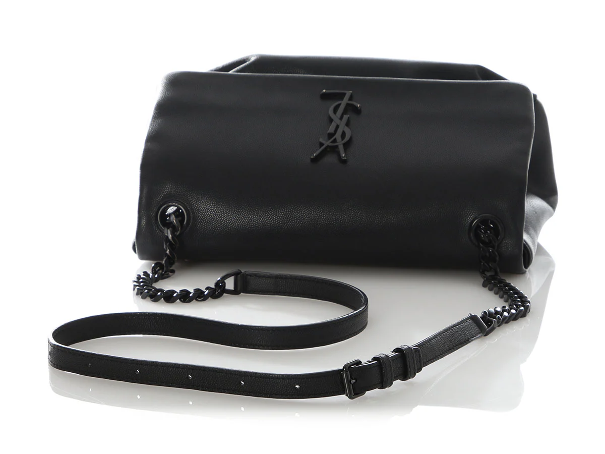 Saint Laurent So Black Grain De Poudre Monogram West Hollywood Fold-Over Bag - Image 7