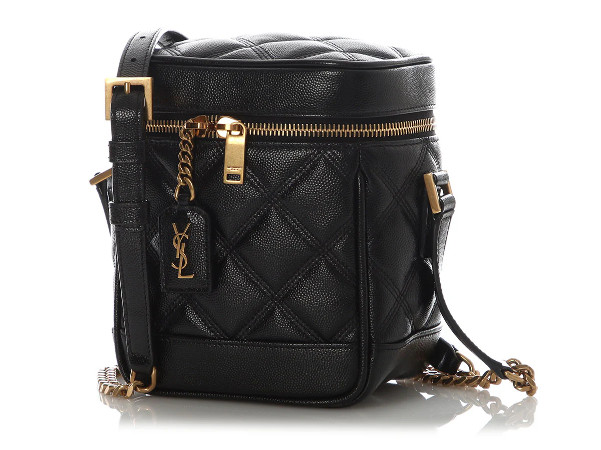 Saint Laurent Black Quilted Graine de Poudre 80s Vanity - Image 2