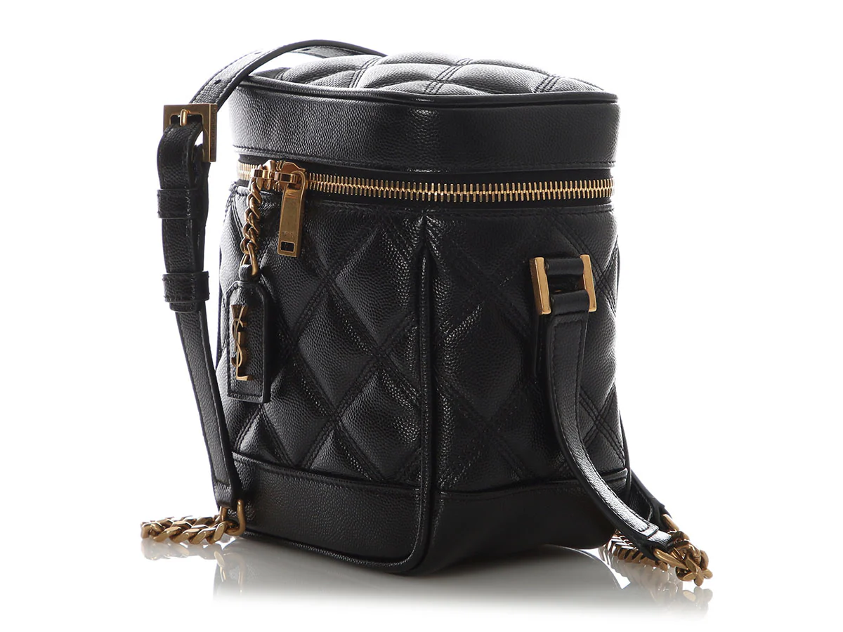 Saint Laurent Black Quilted Graine de Poudre 80s Vanity - Image 3