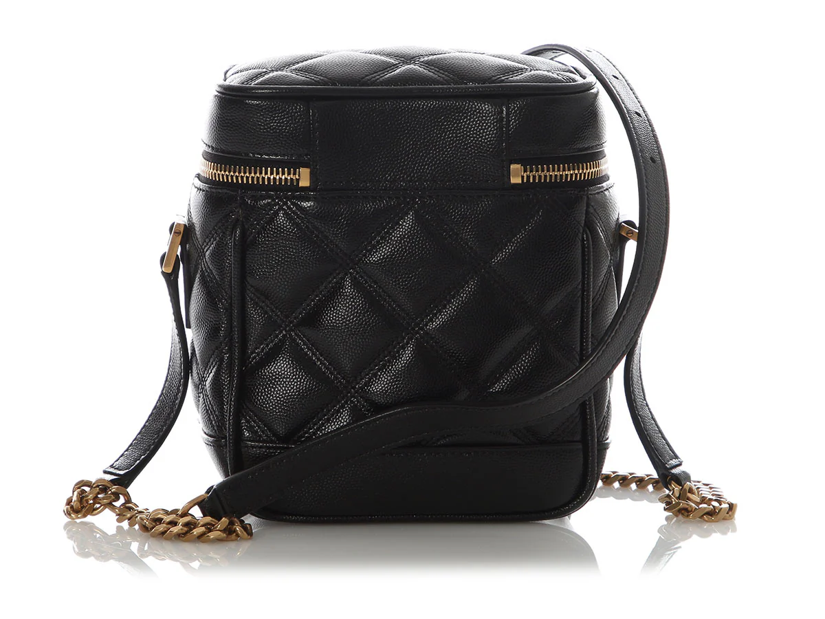Saint Laurent Black Quilted Graine de Poudre 80s Vanity - Image 4