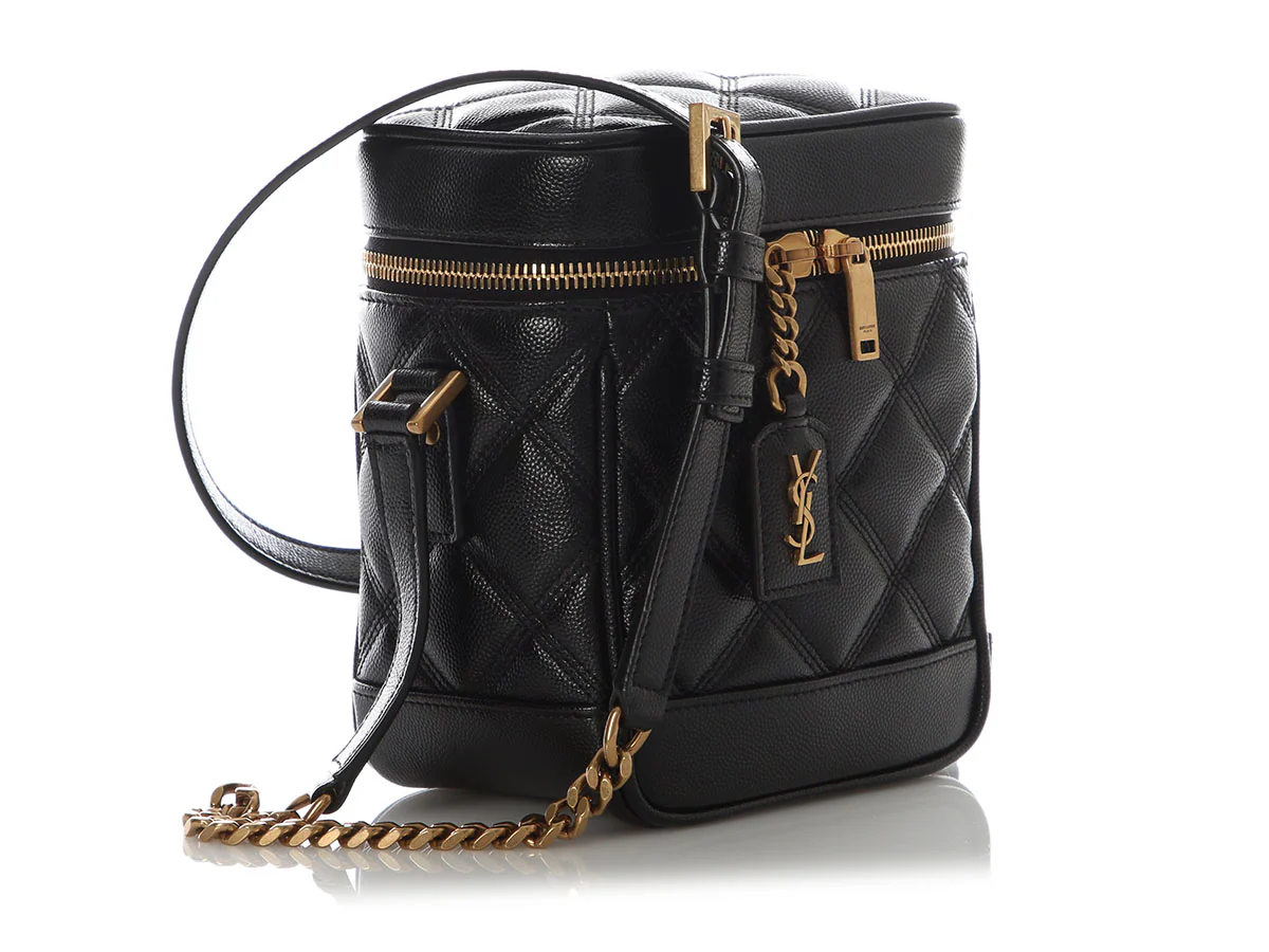 Saint Laurent Black Quilted Graine de Poudre 80s Vanity - Image 5