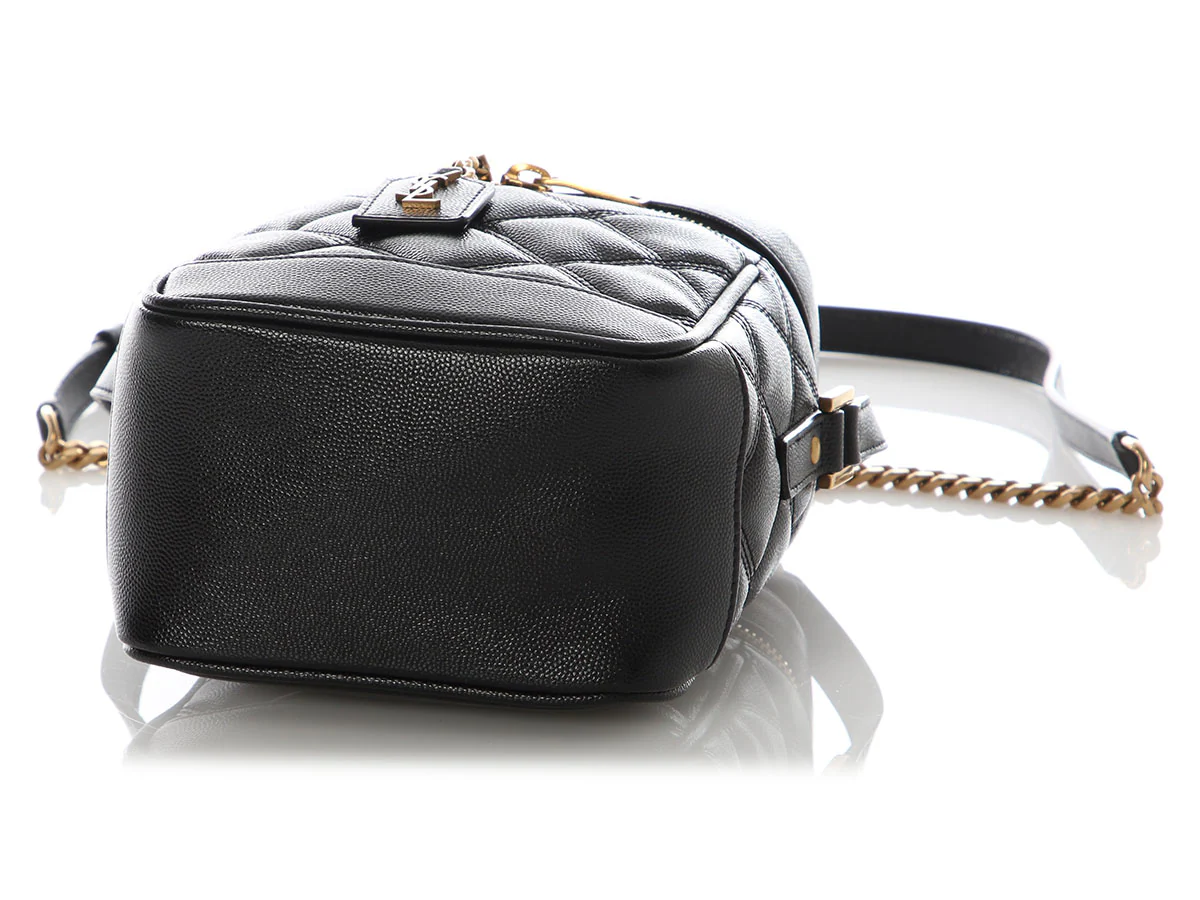 Saint Laurent Black Quilted Graine de Poudre 80s Vanity - Image 6