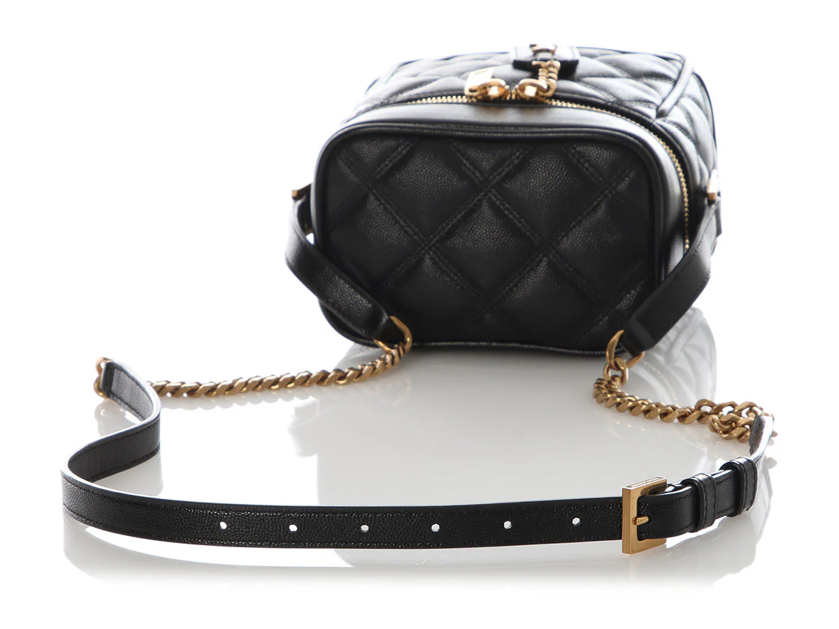 Saint Laurent Black Quilted Graine de Poudre 80s Vanity - Image 7