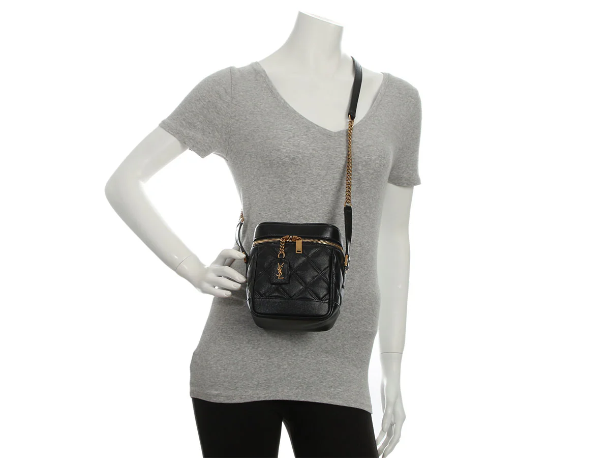 Saint Laurent Black Quilted Graine de Poudre 80s Vanity - Image 9