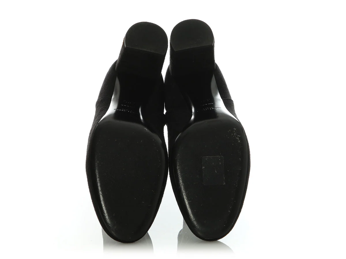 Saint Laurent Black Suede LouLou 95 Zip Ankle Boots - Image 6