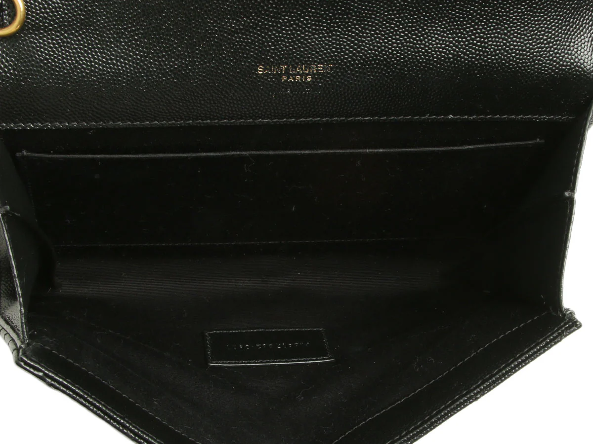Saint Laurent Black Grain de Poudre Matelassé Cassandre Flap Pouch - Image 8