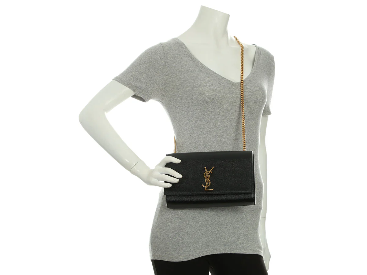 Saint Laurent Medium Black Grain de Poudre Kate - Image 9