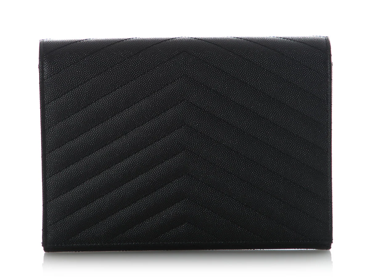 Saint Laurent Black Matelassé Grain de Poudre Cassandre Pouch - Image 4